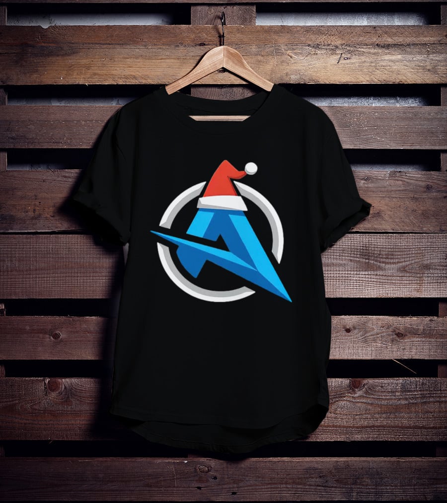 Alia Christmas Holiday Logo Santa Hat Blue A Icon Holiday T-Shirt