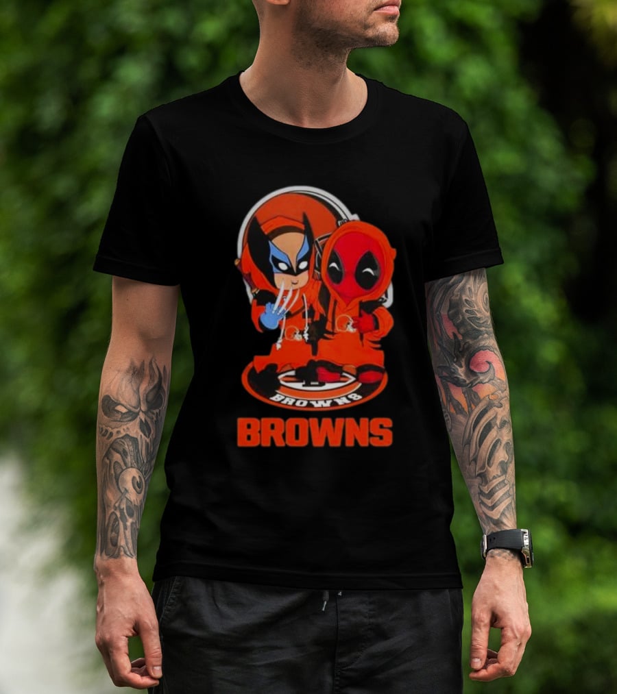 Cleveland Browns Marvel Wolverine Deadpool Browns Fans T-Shirt