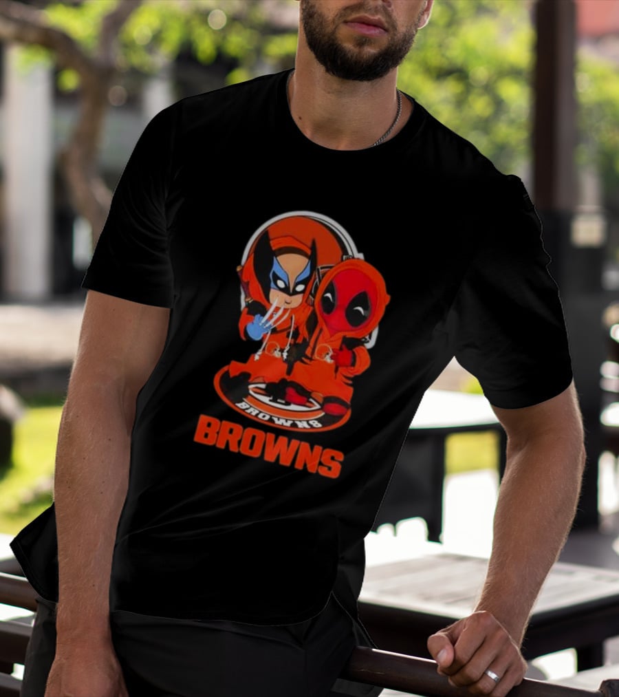 Cleveland Browns Marvel Wolverine Deadpool Browns Fans T-Shirt
