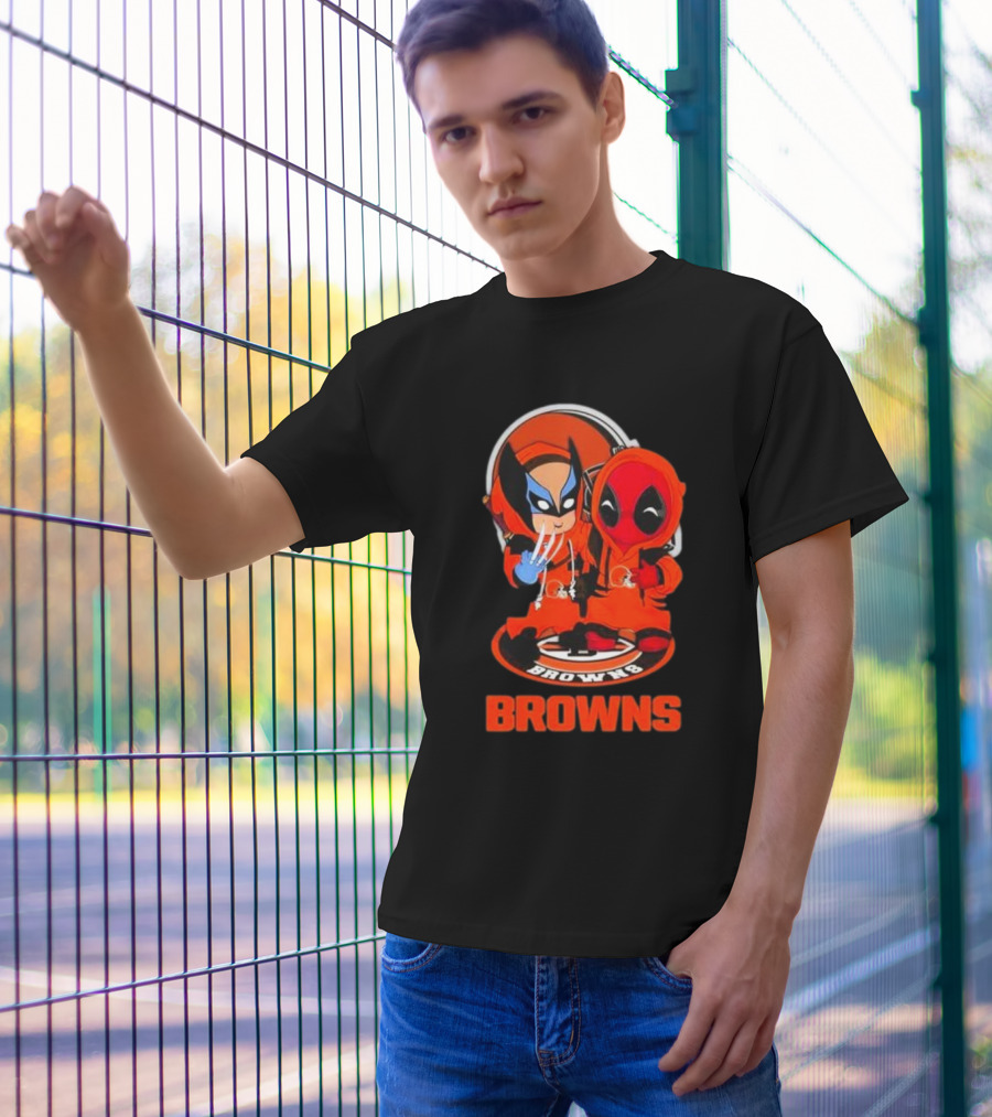 Cleveland Browns Marvel Wolverine Deadpool Browns Fans T-Shirt