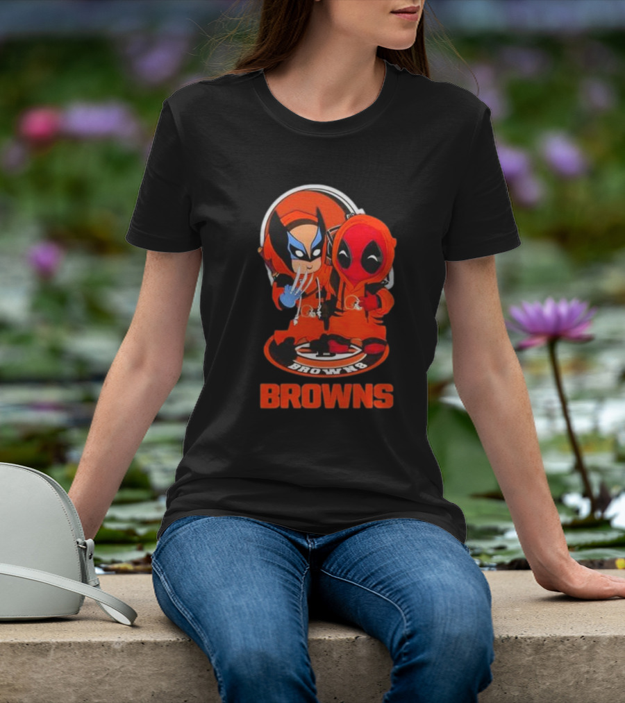 Cleveland Browns Marvel Wolverine Deadpool Browns Fans T-Shirt
