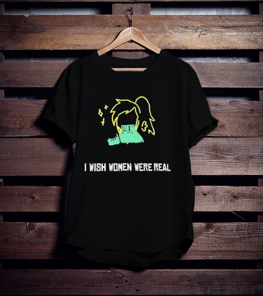 I Wish Women Were Real Neon Anime Style Pixel Art Dream T-Shirt