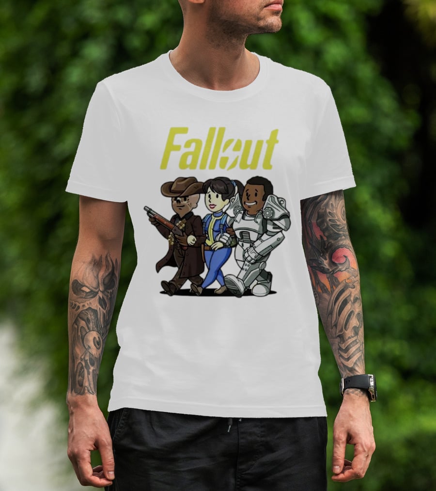 Fallout Cartoon Trio Vault Dweller Adventurers T-Shirt