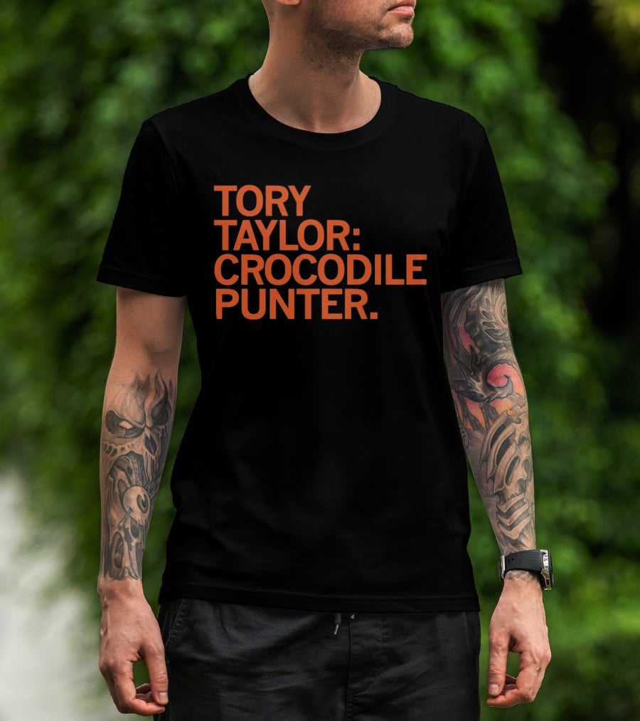 Tory Taylor Crocodile Punter Football Sports Fan Black T-Shirt