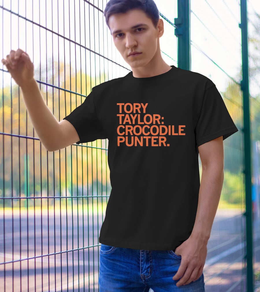Tory Taylor Crocodile Punter Football Sports Fan Black T-Shirt