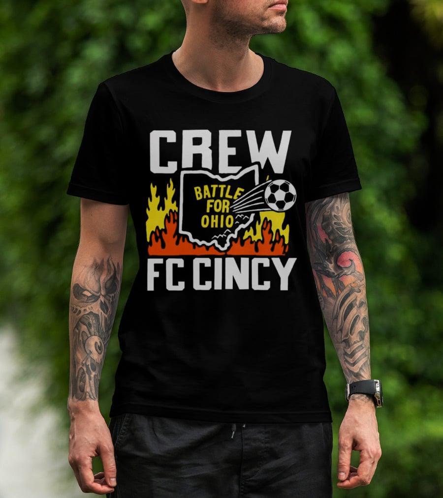 CREW Battle For Ohio FC Cincy Soccer Rivalry Flame Soccer Ball T-Shirt