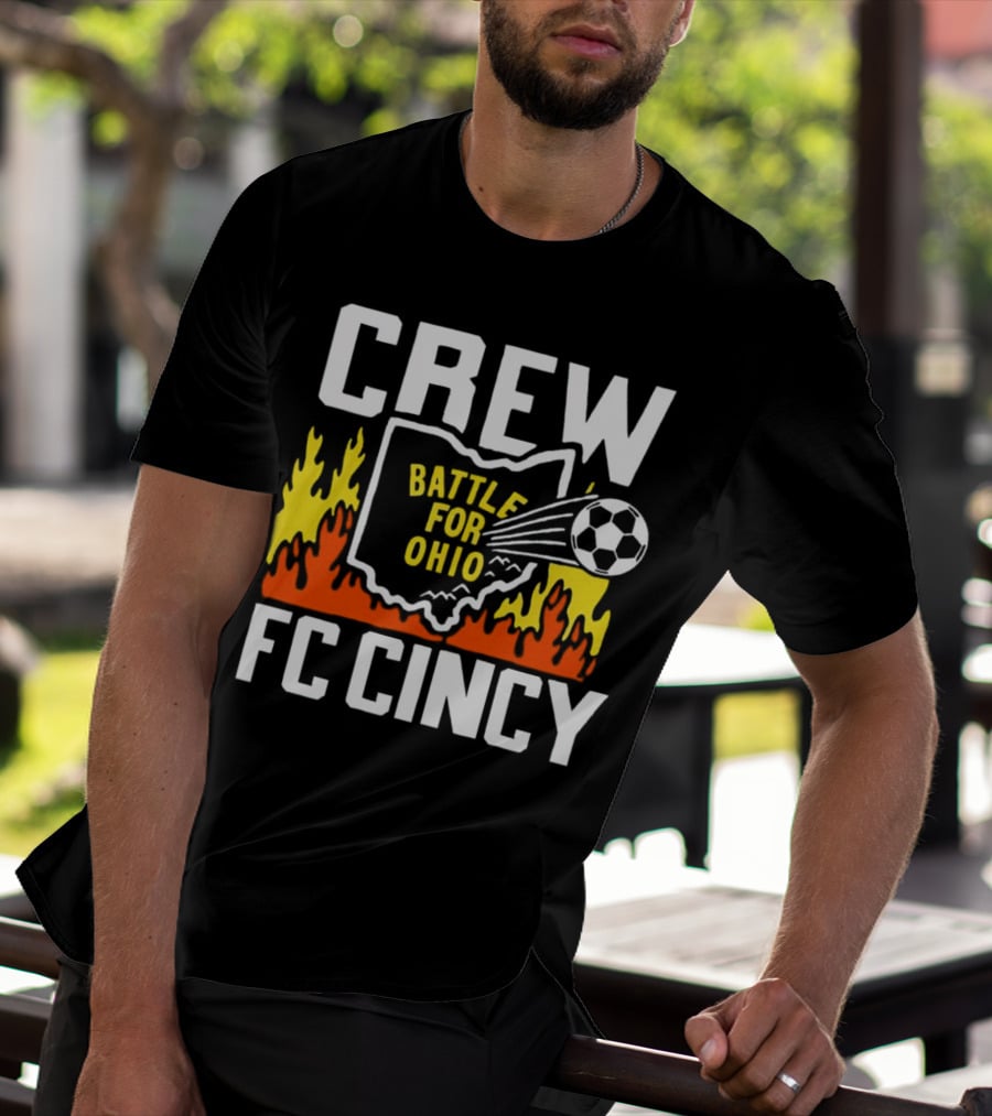 CREW Battle For Ohio FC Cincy Soccer Rivalry Flame Soccer Ball T-Shirt