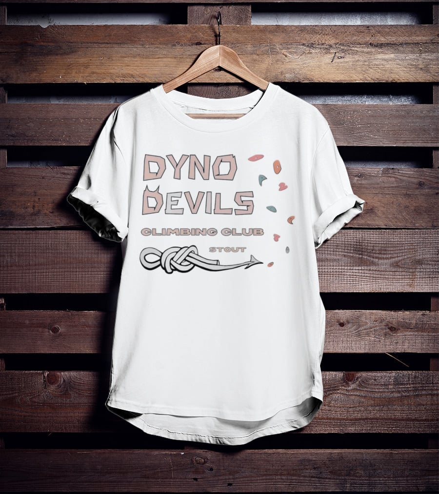 Dyno Devils Climbing Club Stout Rock Holds And Knot T-Shirt