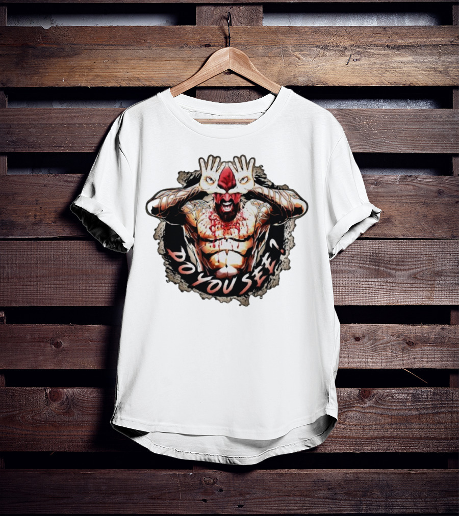 Franky The Mobster FTM Do You See Tattooed Figure With Hands Forming Eye Mask T-Shirt