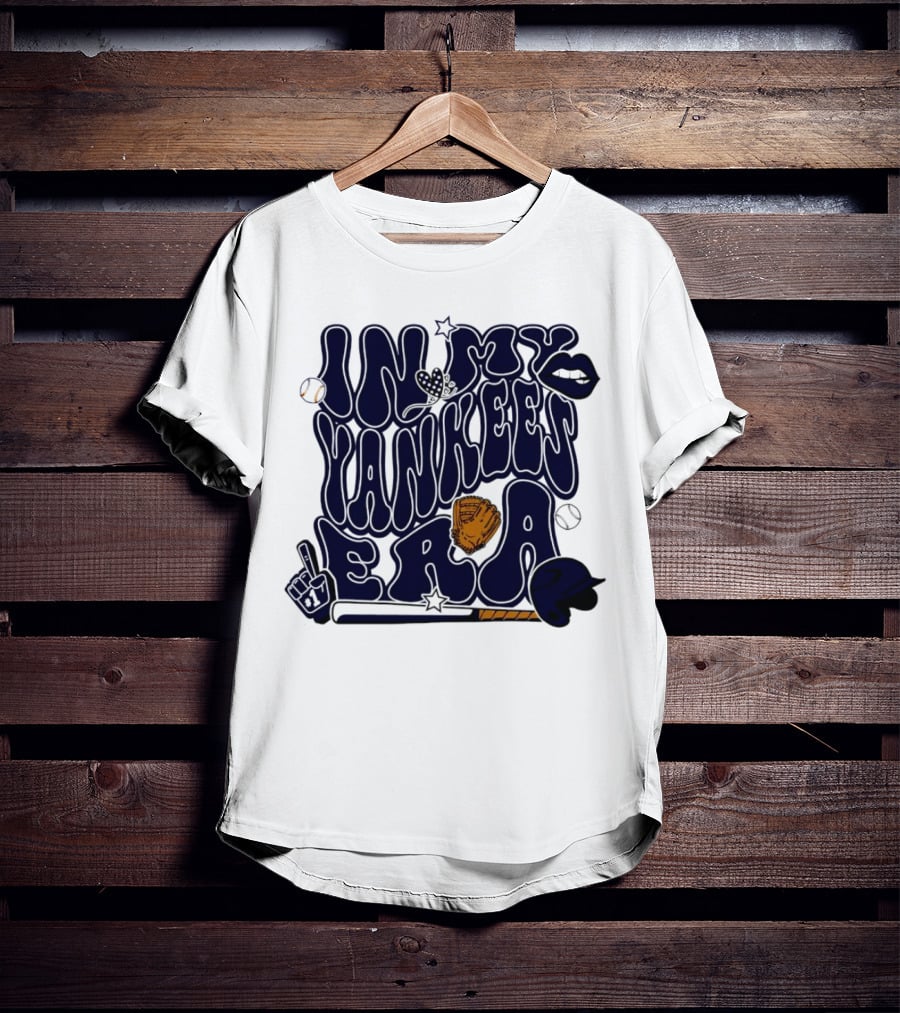 In My Yankees Era Baseball Bat MLB Baseball Lips Glove Yankees Era T-Shirt