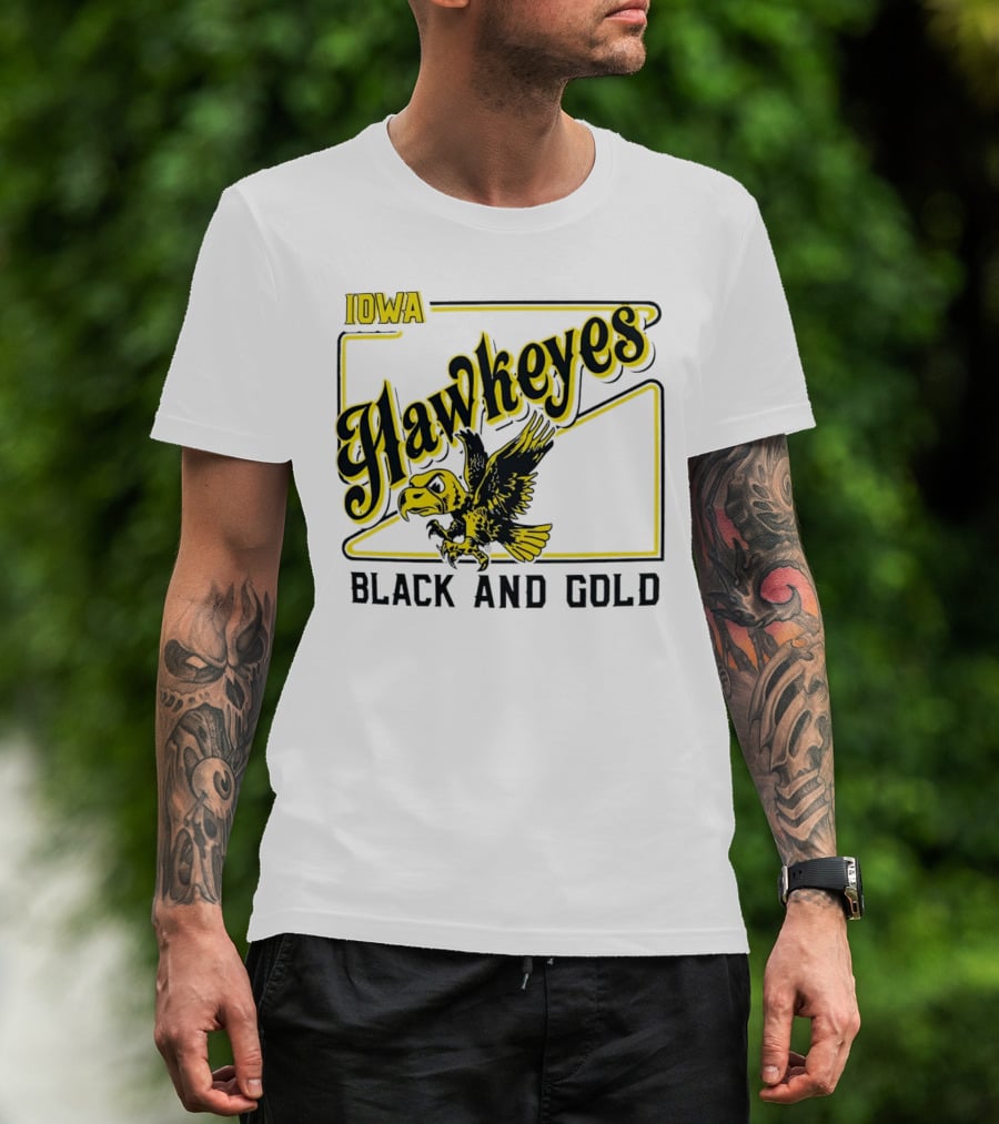 Iowa Hawkeyes Black And Gold Hawk T-Shirt