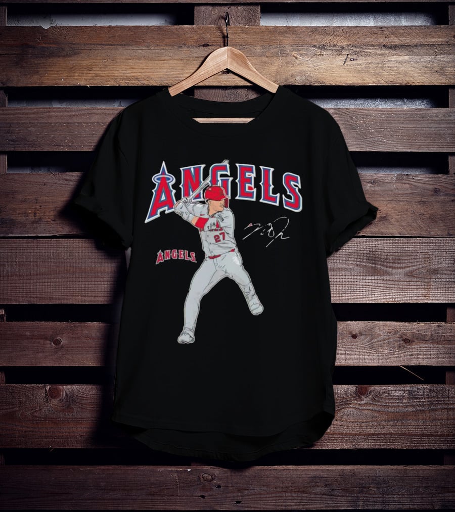Mike Trout 27 Los Angeles Angels Swing Signature T-Shirt