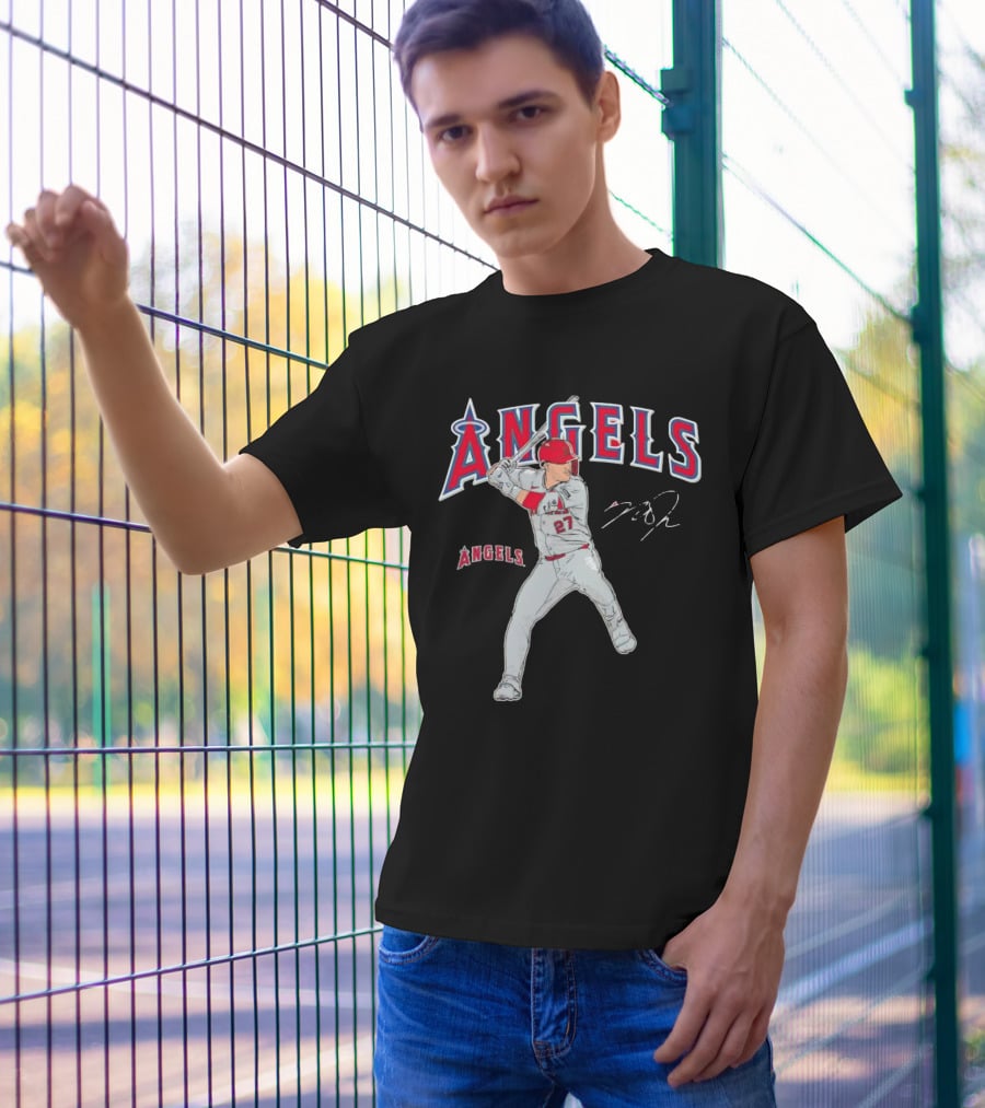 Mike Trout 27 Los Angeles Angels Swing Signature T-Shirt