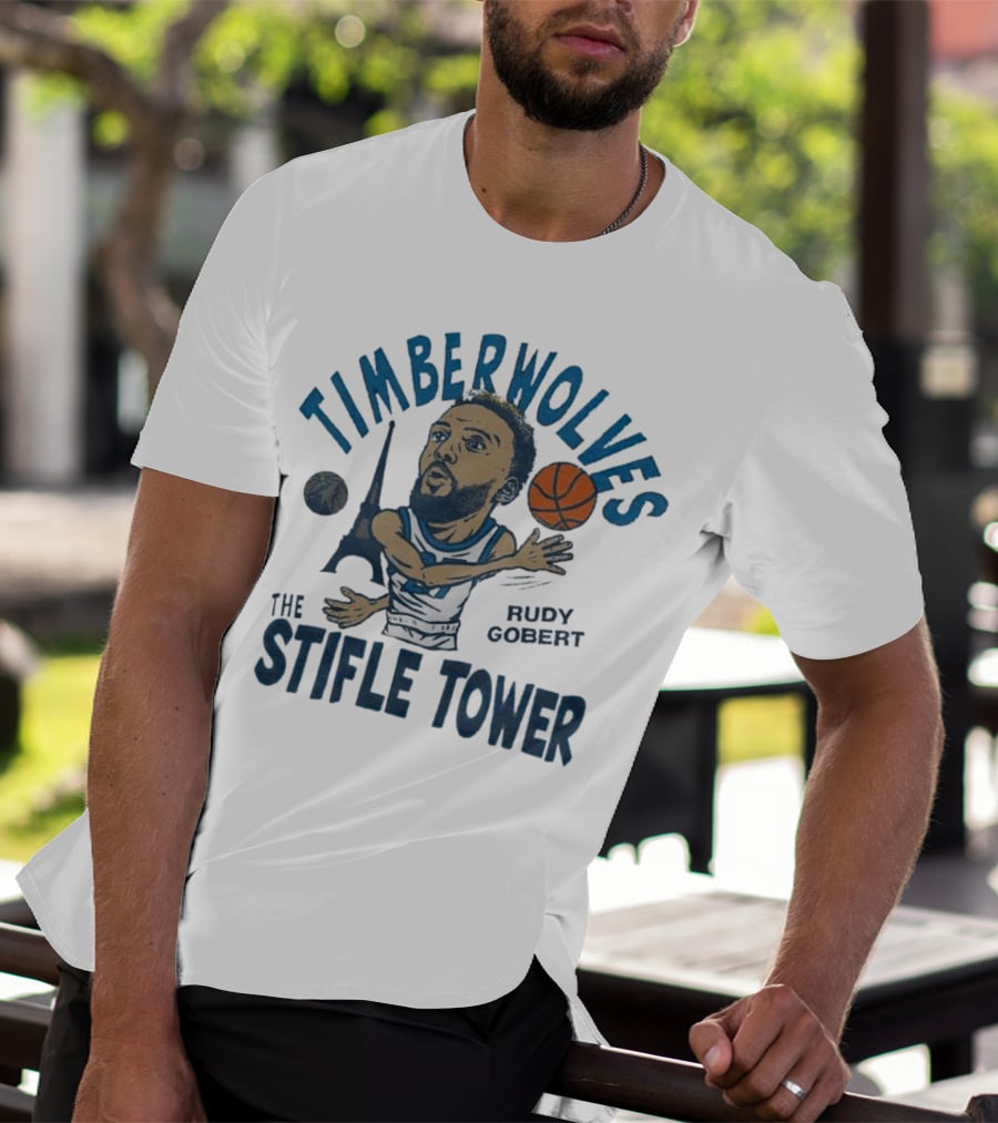Timberwolves Rudy Gobert The Stifle Tower Basketball Player With Eiffel Tower And Basketball T-Shirt