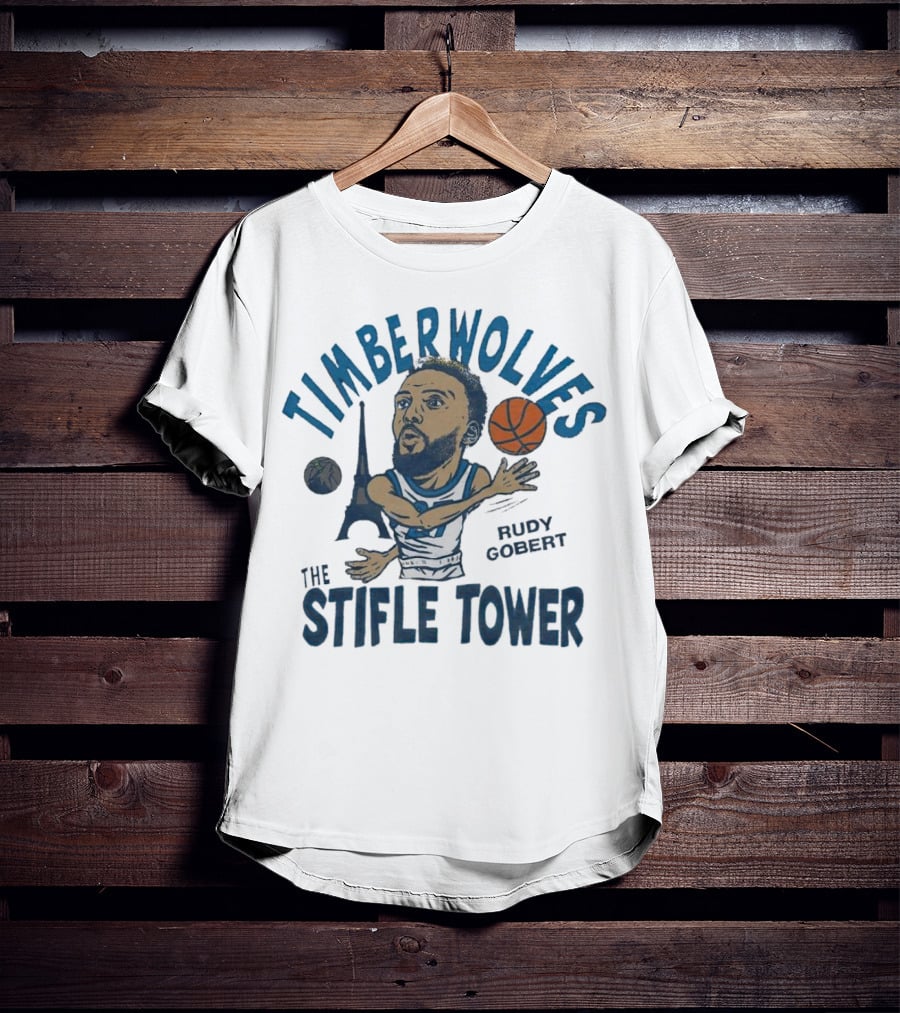 Timberwolves Rudy Gobert The Stifle Tower Basketball Player With Eiffel Tower And Basketball T-Shirt