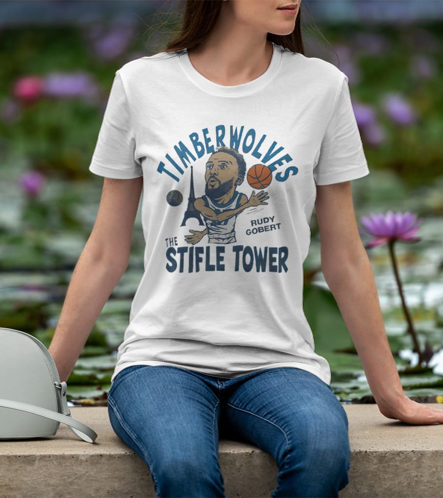 Timberwolves Rudy Gobert The Stifle Tower Basketball Player With Eiffel Tower And Basketball T-Shirt