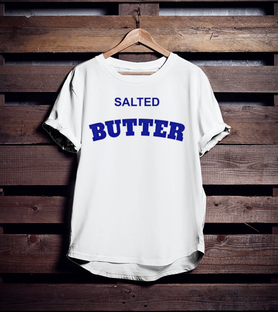 Salted Butter Bold Blue Arched Text T-Shirt