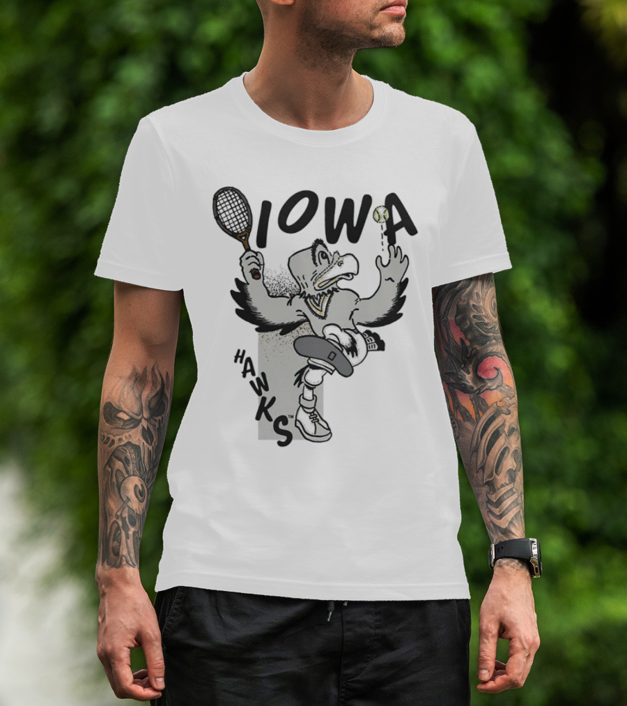 Iowa Hawkeyes Tennis Hawk Vintage Sports Mascot T-Shirt
