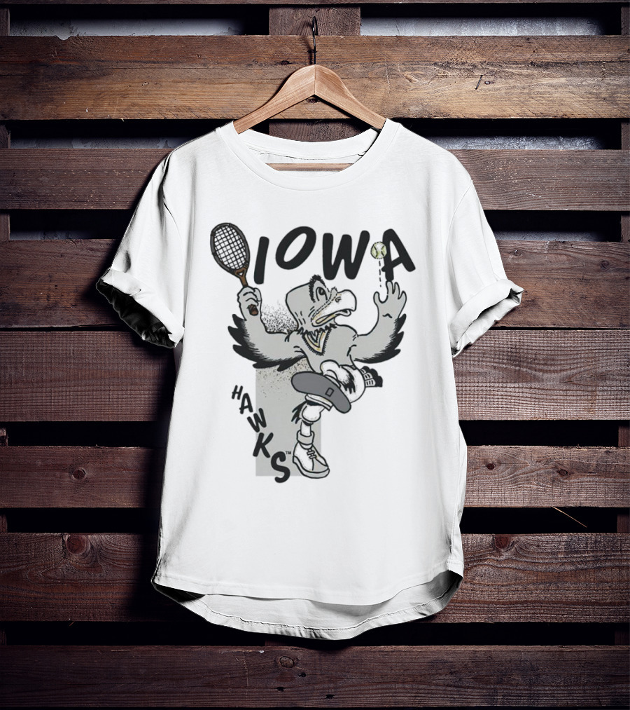 Iowa Hawkeyes Tennis Hawk Vintage Sports Mascot T-Shirt