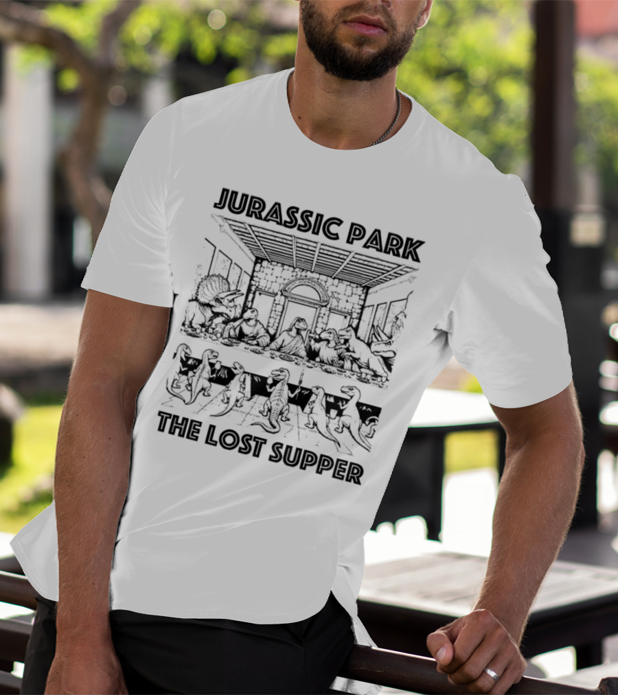 Jurassic Park The Lost Supper Dinosaurs Last Supper Scene T-Shirt