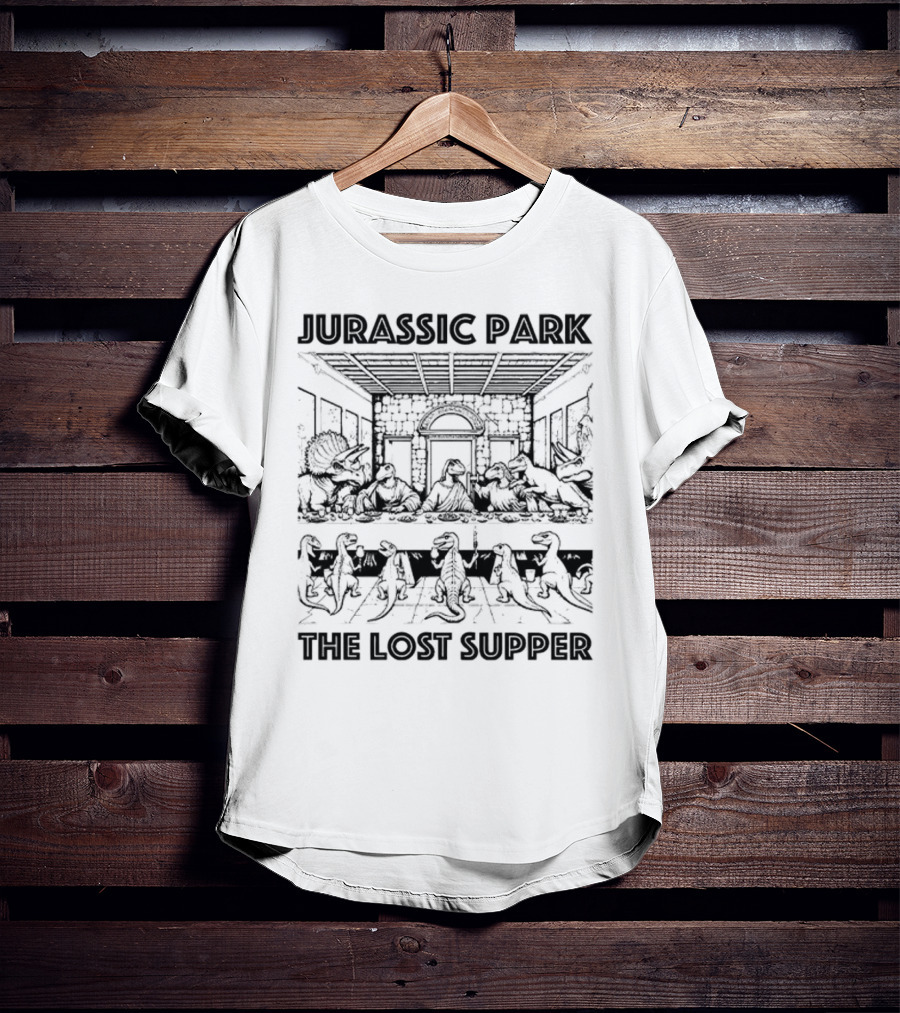 Jurassic Park The Lost Supper Dinosaurs Last Supper Scene T-Shirt