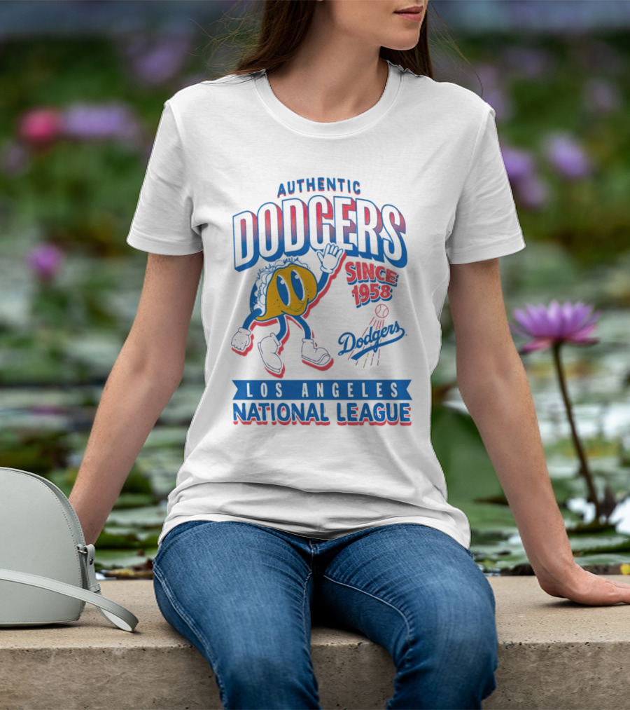 Authentic Dodgers Los Angeles Since 1958 National League Dodgers T-Shirt
