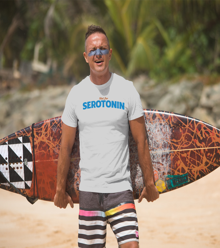 Slut For Serotonin Serotonin Text In Blue T-Shirt
