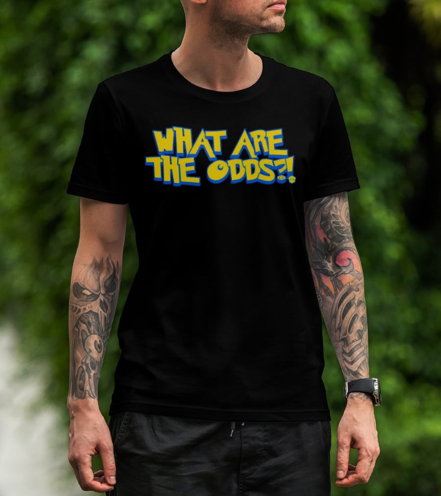 What Are The Odds Dice Playful Yellow Blue Typography T-Shirt