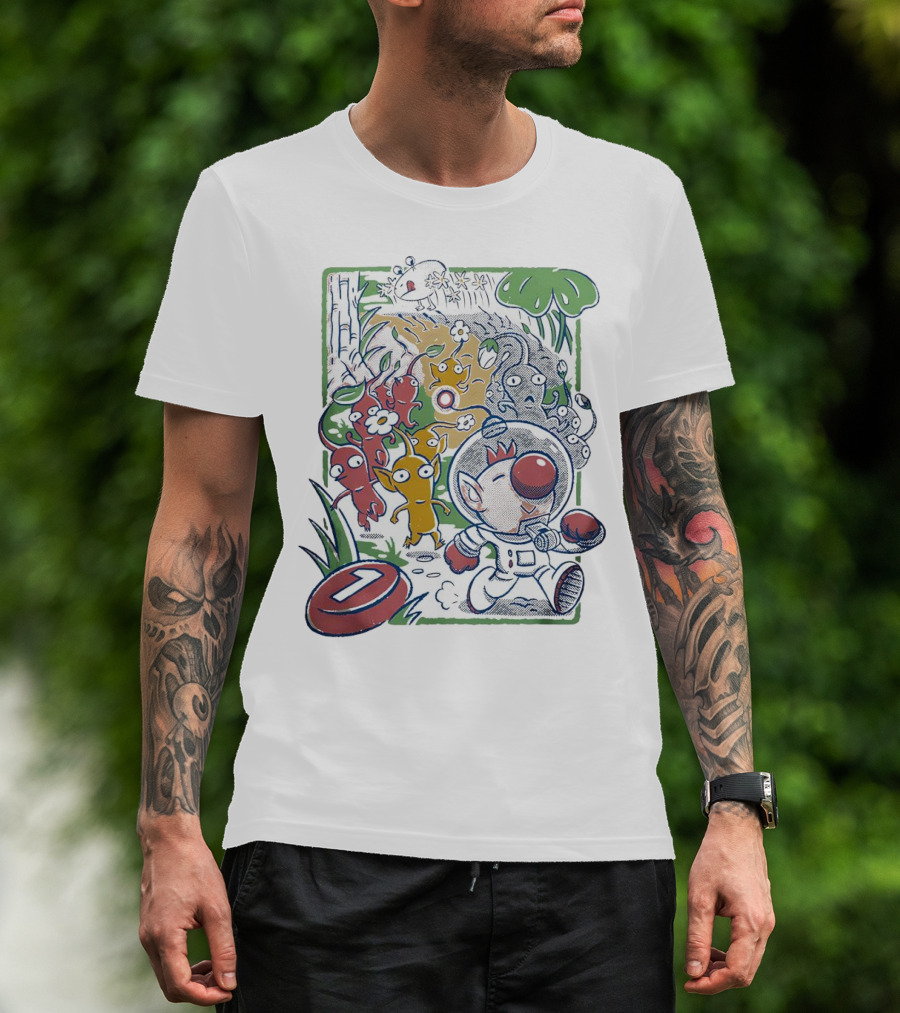 Captain Olimar And Colorful Pikmin Exploration Adventure T-Shirt