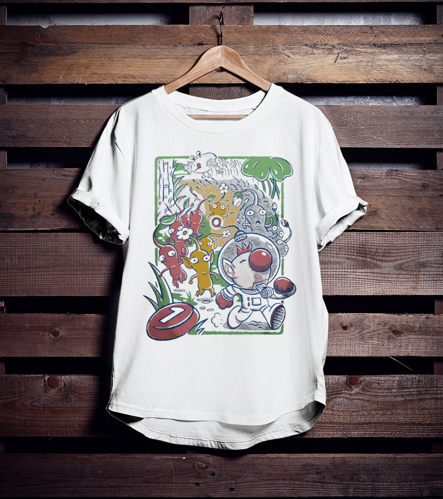 Captain Olimar And Colorful Pikmin Exploration Adventure T-Shirt