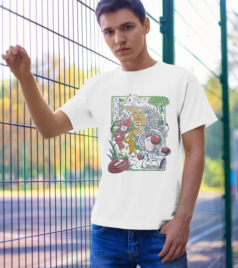 Captain Olimar And Colorful Pikmin Exploration Adventure T-Shirt