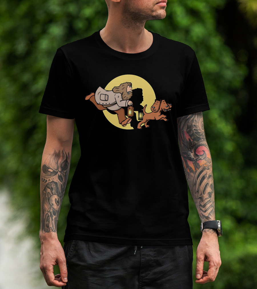 Hagrid And Fluffy Lantern Adventure Moonlit Tintin T-Shirt