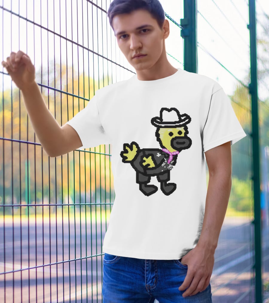 Ken Gosling Pixel Art Cowboy Duck With Hat And Scarf T-Shirt