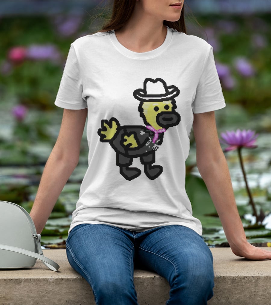 Ken Gosling Pixel Art Cowboy Duck With Hat And Scarf T-Shirt