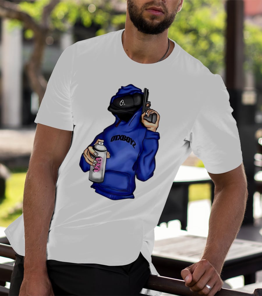 OTXBOYZ Hooded Figure With Spray And Gun T-Shirt