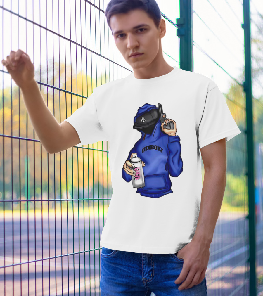 OTXBOYZ Hooded Figure With Spray And Gun T-Shirt