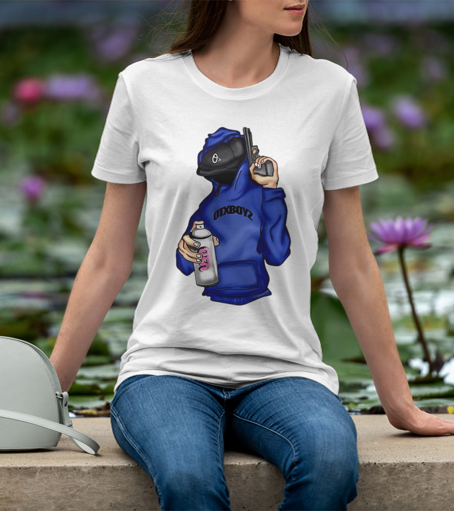 OTXBOYZ Hooded Figure With Spray And Gun T-Shirt