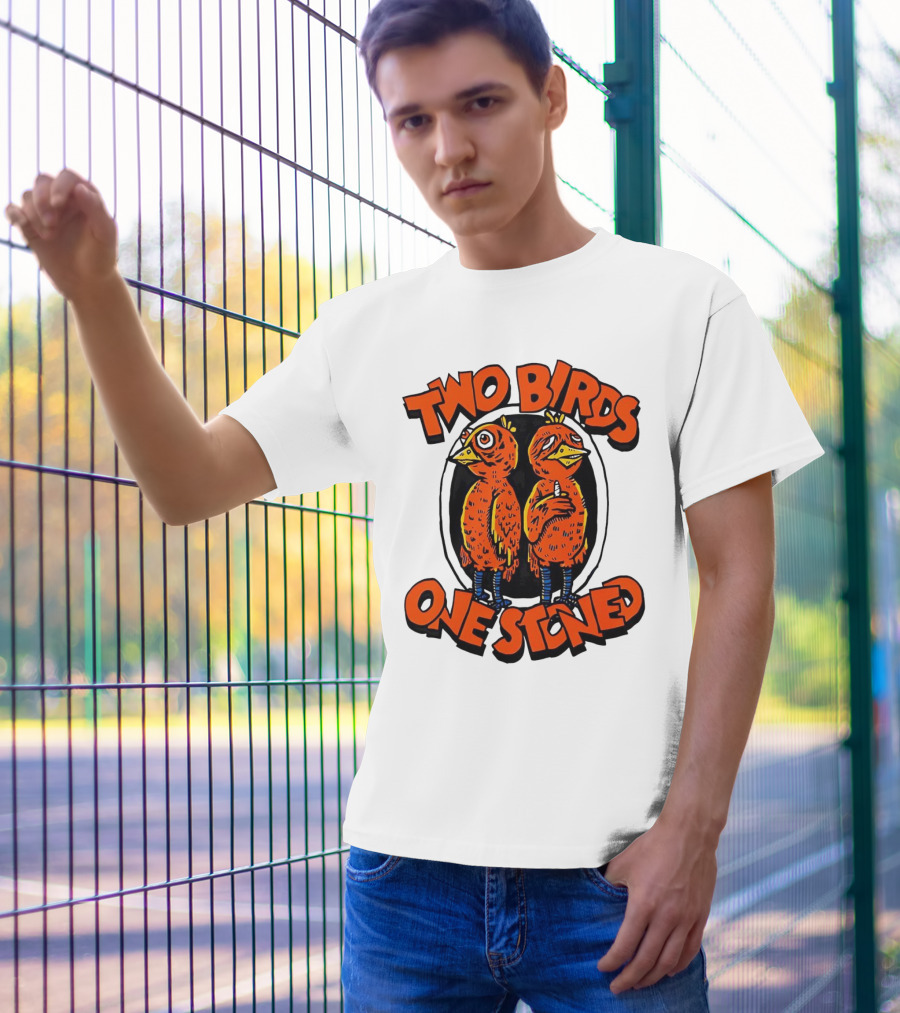 Two Birds One Stoned Psychedelic Chickens T-Shirt