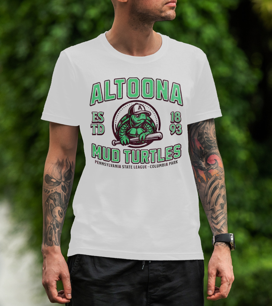 Altoona Mud Turtles Est 1893 Pennsy L A U Columbia Park Baseball T-Shirt