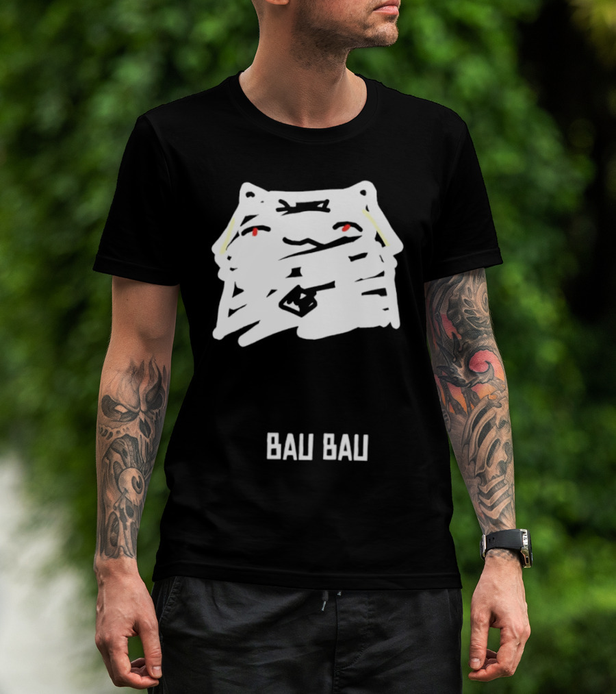 Bau Bau Cat Minimalist Face Sketch T-Shirt