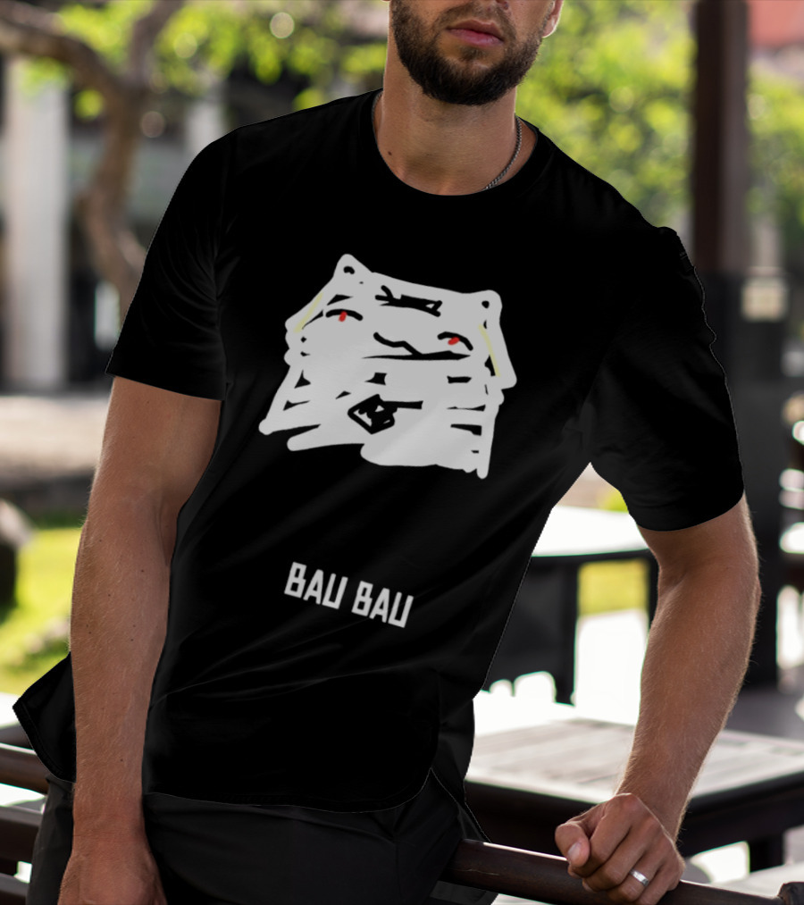 Bau Bau Cat Minimalist Face Sketch T-Shirt