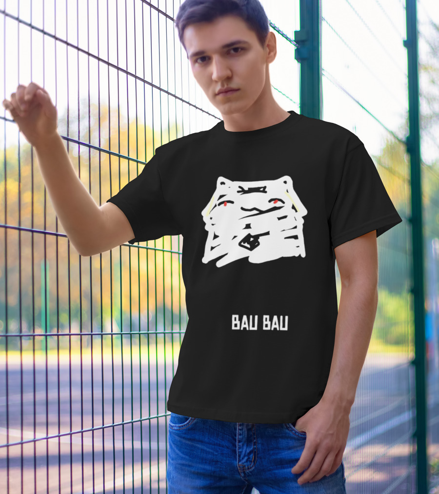 Bau Bau Cat Minimalist Face Sketch T-Shirt