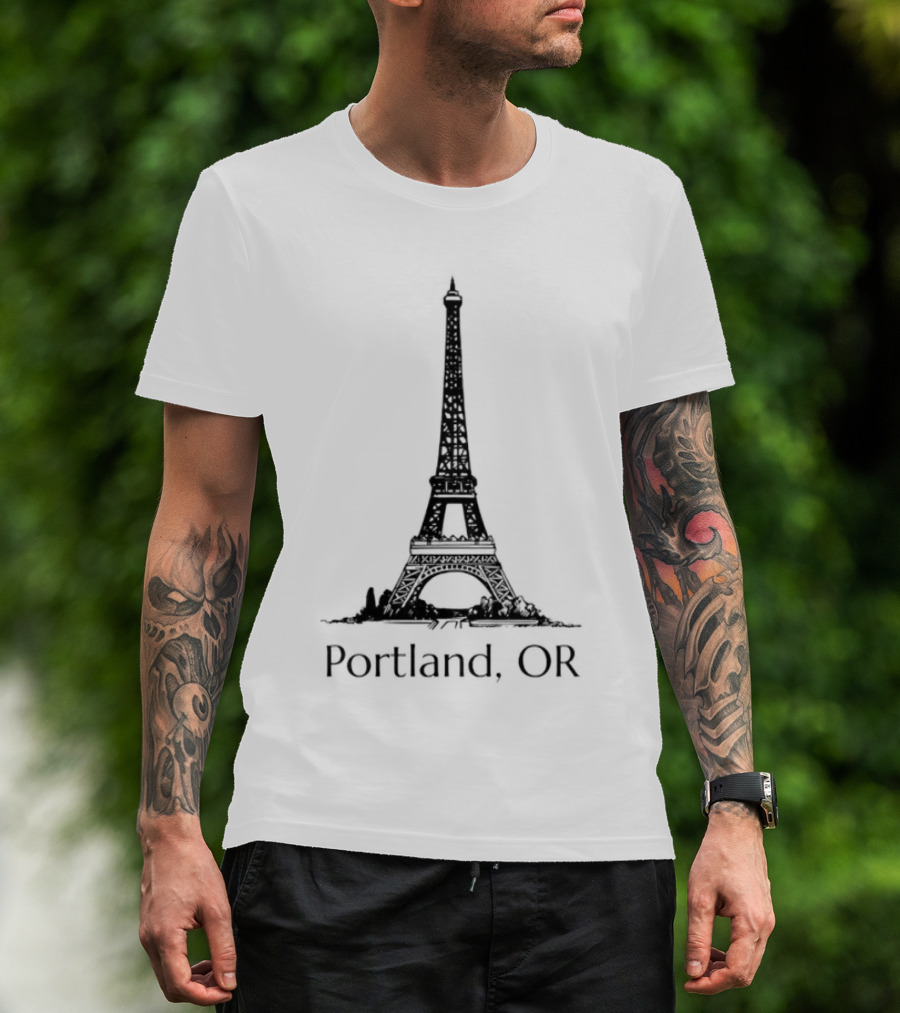 Eiffel Tower Portland OR Paris Landmark Fusion T-Shirt