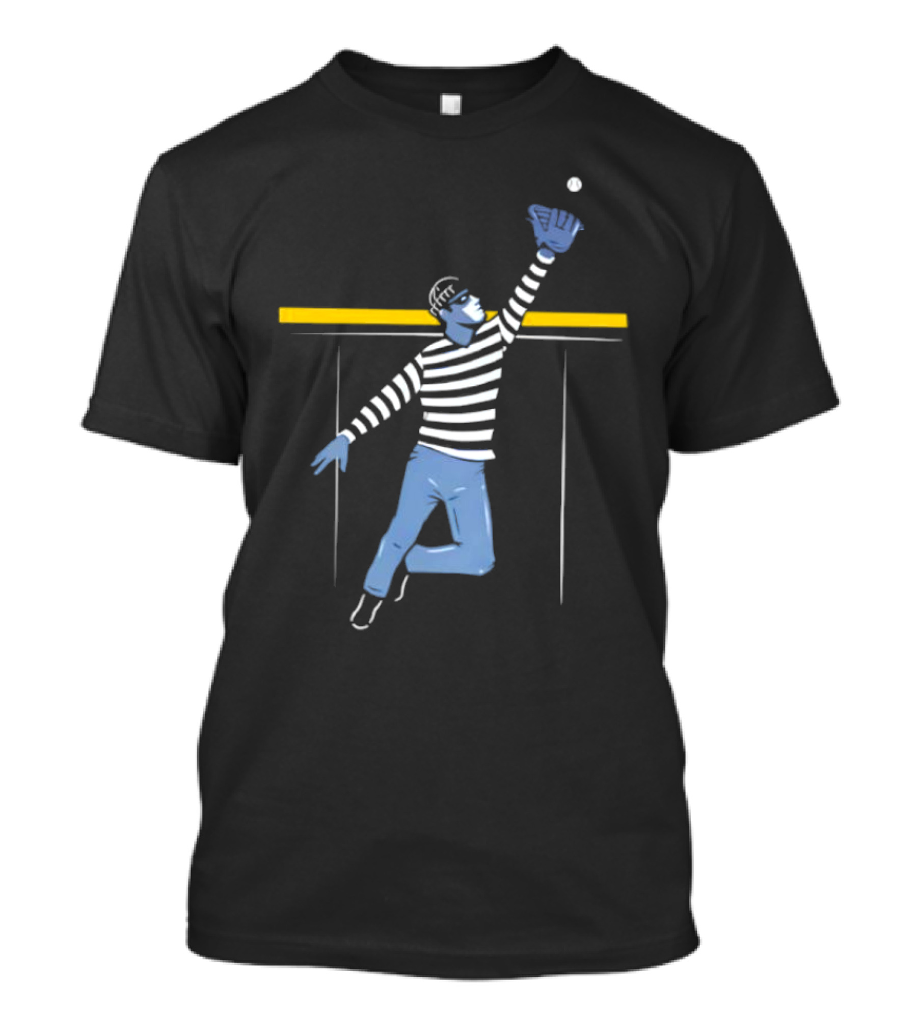 Home Run Robber Baseball Outfielder Catching Ball Above Wall T-Shirt