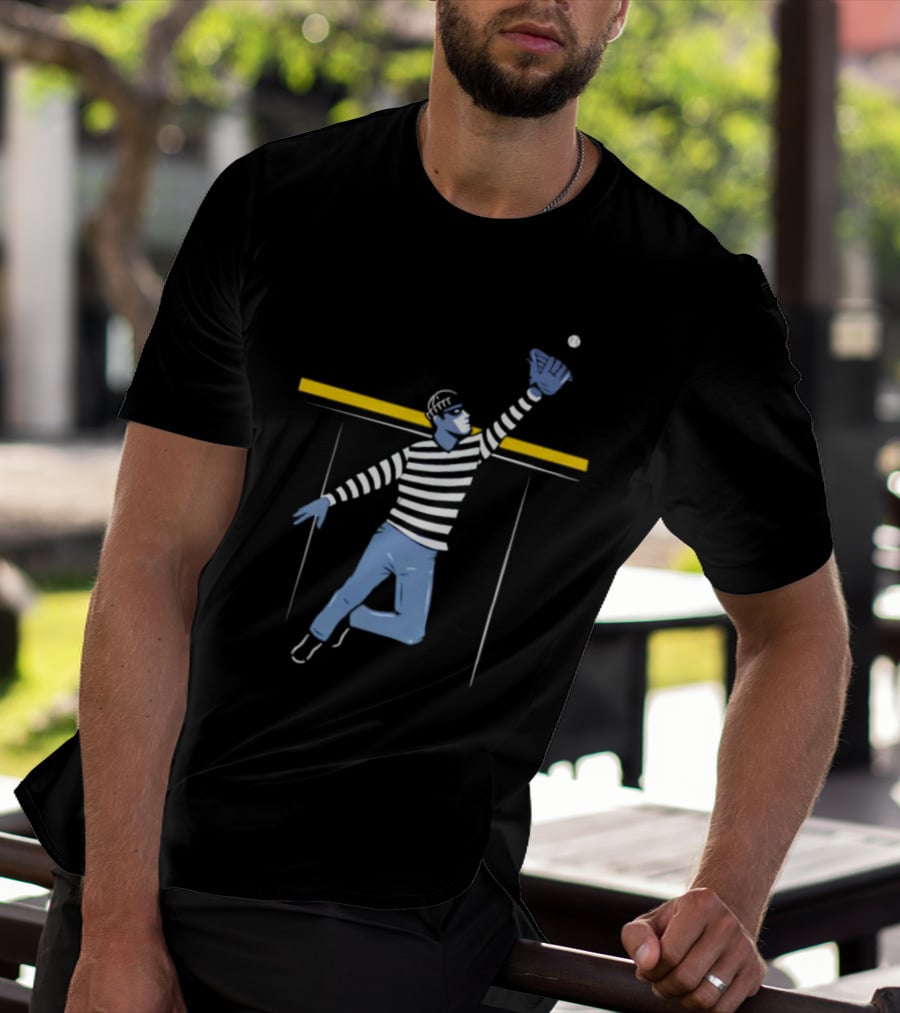 Home Run Robber Baseball Outfielder Catching Ball Above Wall T-Shirt