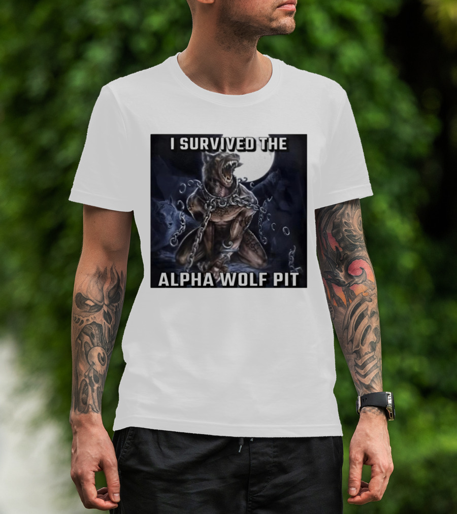 Survived The Alpha Wolf Pit Under Full Moon Chains T-Shirt