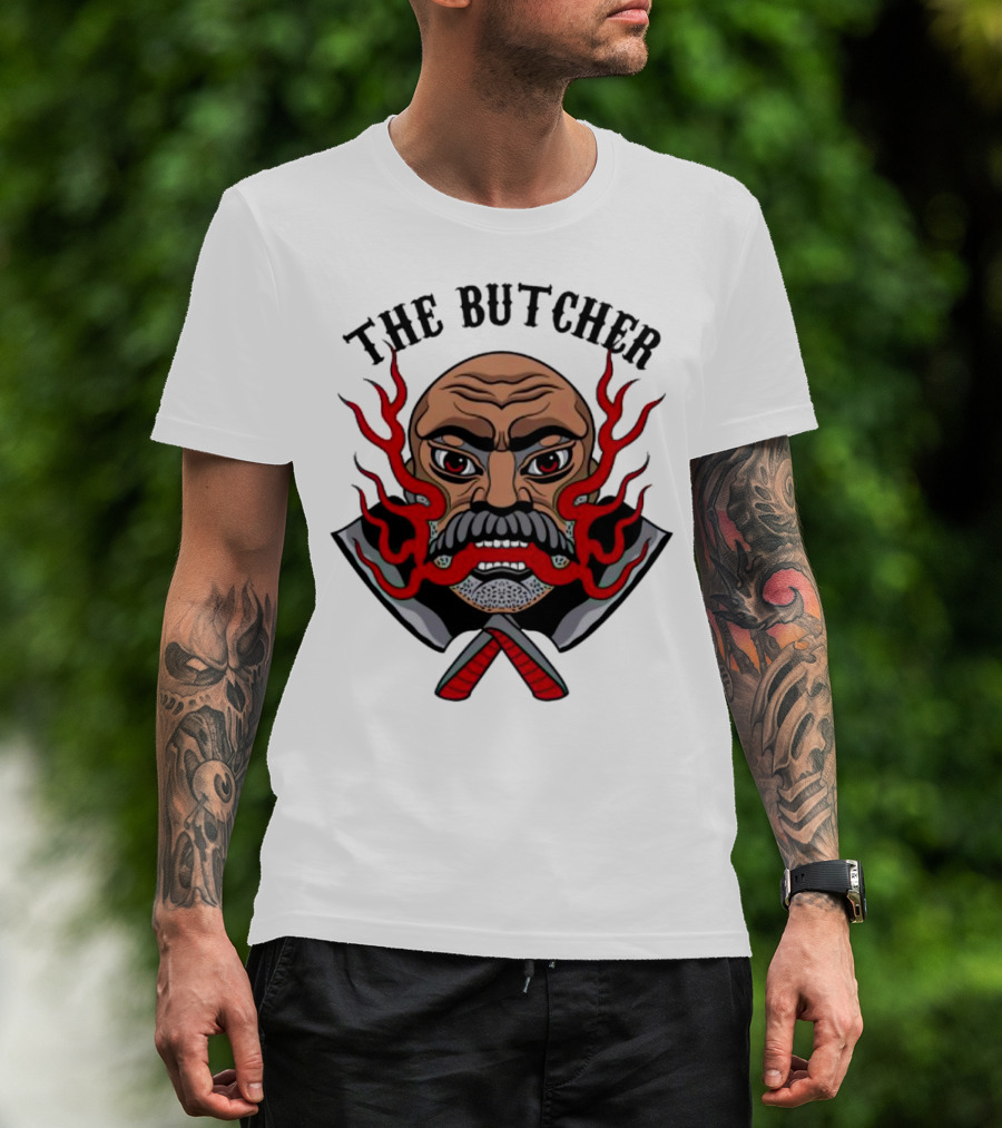 The Butcher Fiery Face With Crossed Cleavers T-Shirt