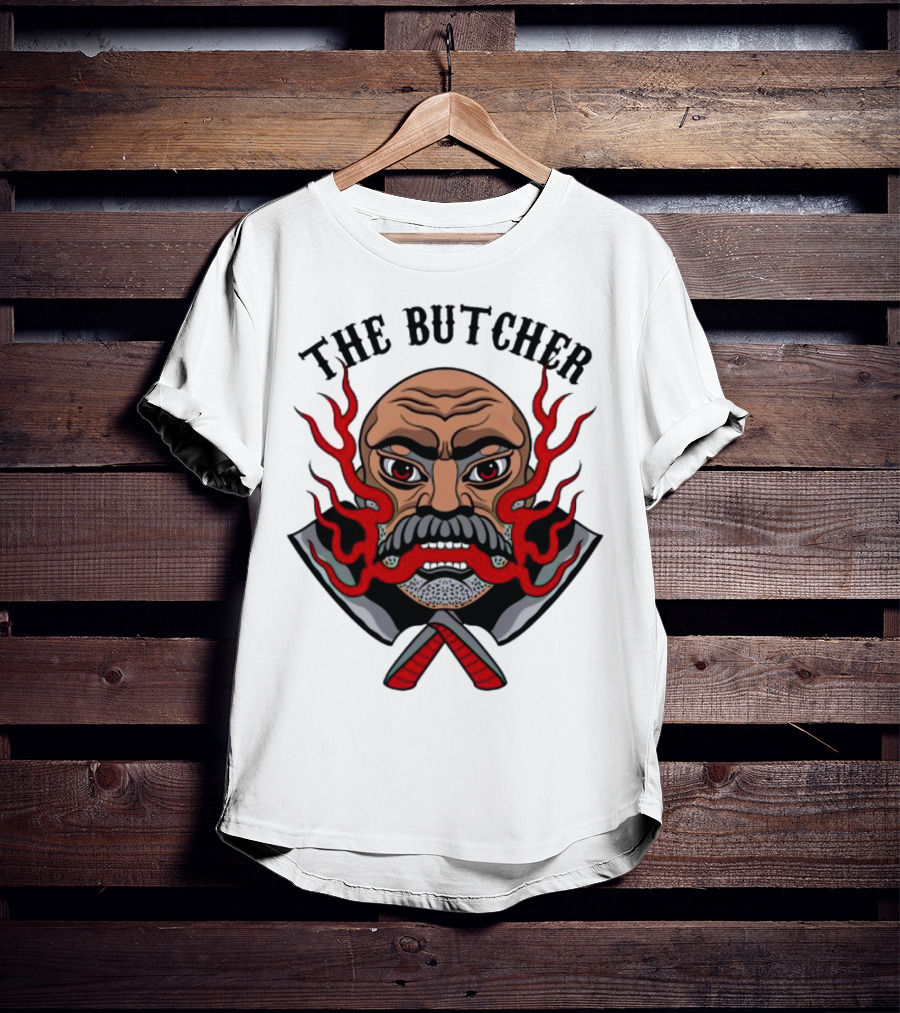 The Butcher Fiery Face With Crossed Cleavers T-Shirt