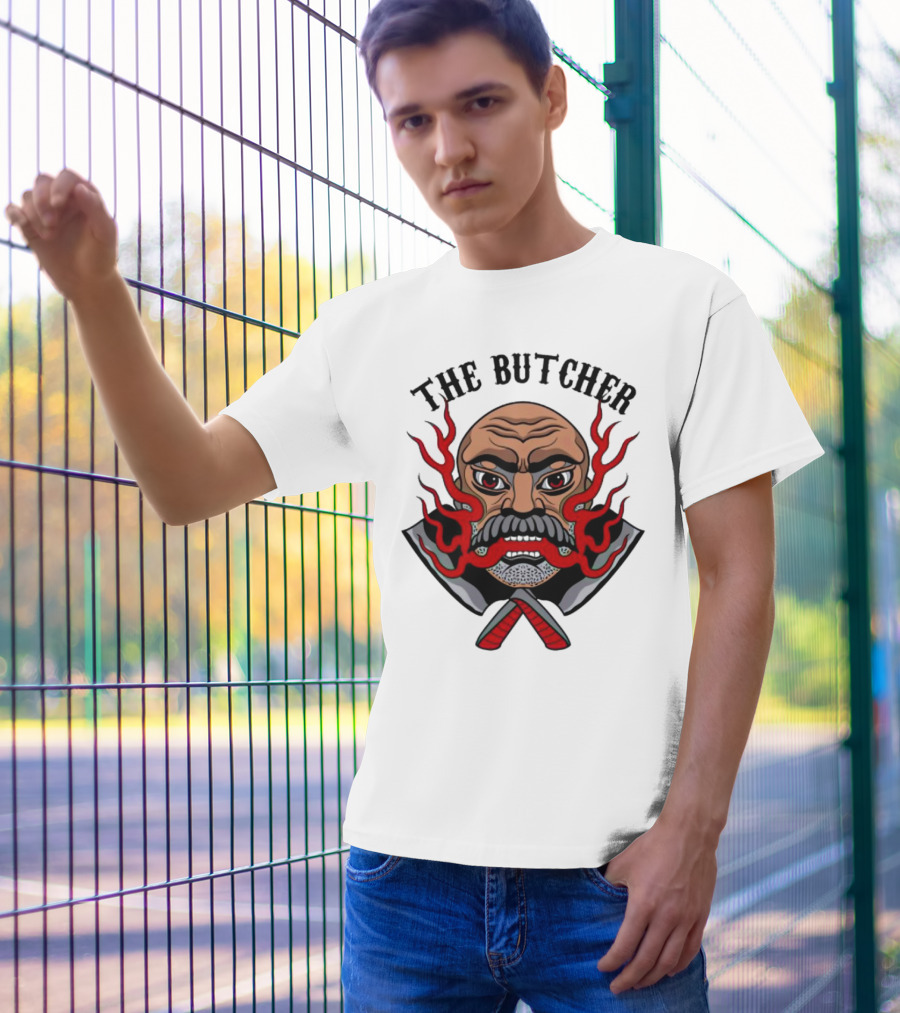 The Butcher Fiery Face With Crossed Cleavers T-Shirt