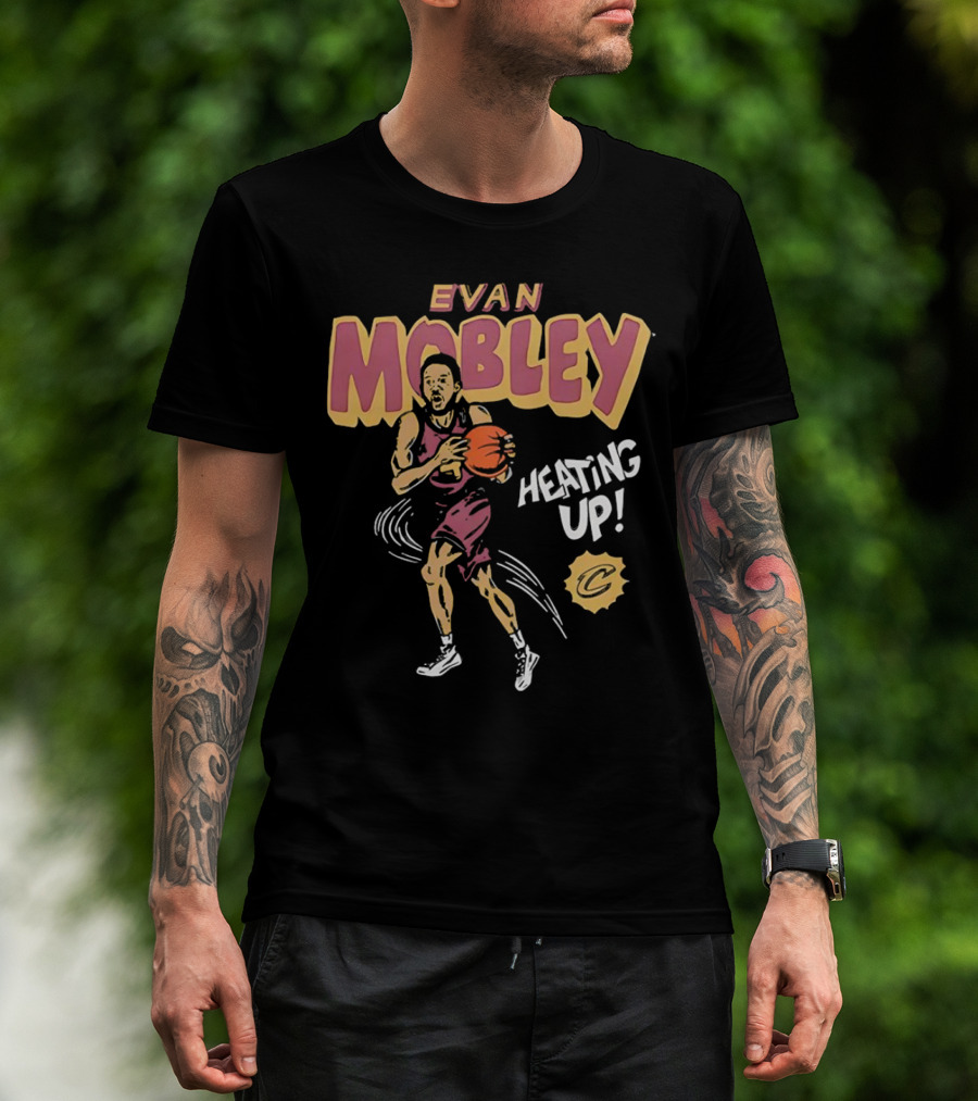 Evan Mobley Heating Up Cleveland Cavaliers Cartoon Basketball Player T-Shirt